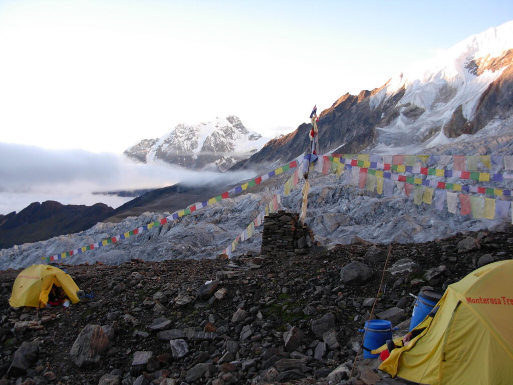 Everest Base Camp with prayer flags